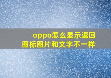 oppo怎么显示返回图标图片和文字不一样