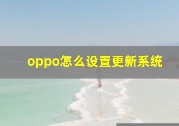 oppo怎么设置更新系统