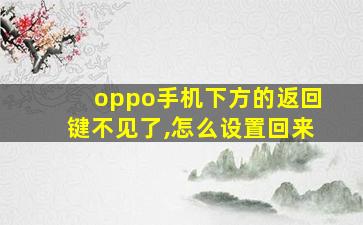 oppo手机下方的返回键不见了,怎么设置回来