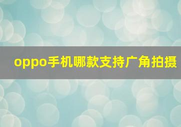 oppo手机哪款支持广角拍摄