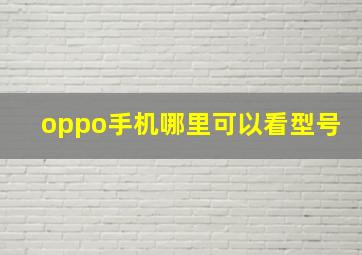 oppo手机哪里可以看型号