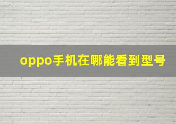 oppo手机在哪能看到型号