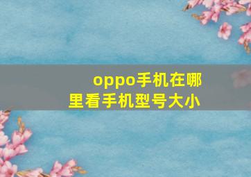 oppo手机在哪里看手机型号大小