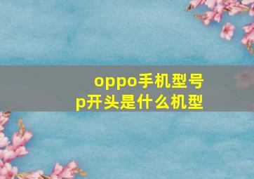 oppo手机型号p开头是什么机型