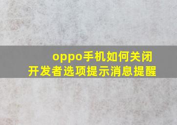 oppo手机如何关闭开发者选项提示消息提醒