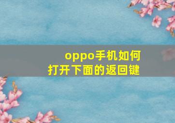 oppo手机如何打开下面的返回键