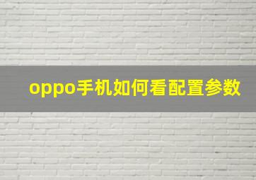 oppo手机如何看配置参数