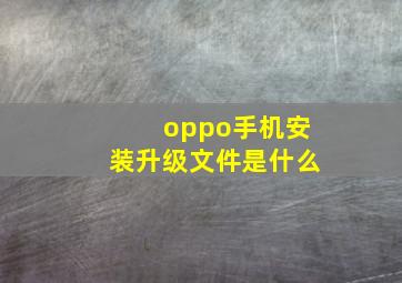 oppo手机安装升级文件是什么