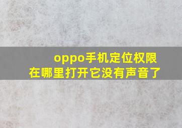 oppo手机定位权限在哪里打开它没有声音了