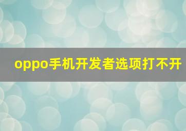 oppo手机开发者选项打不开