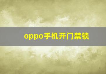 oppo手机开门禁锁