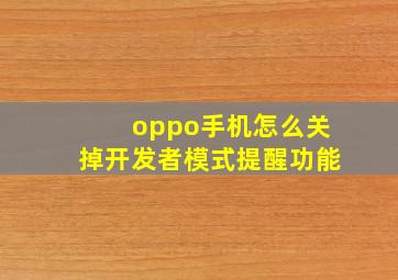 oppo手机怎么关掉开发者模式提醒功能