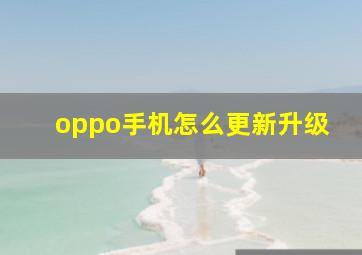 oppo手机怎么更新升级