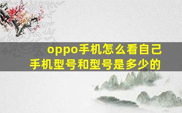 oppo手机怎么看自己手机型号和型号是多少的