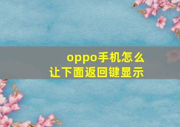 oppo手机怎么让下面返回键显示