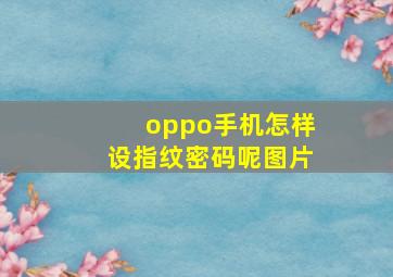 oppo手机怎样设指纹密码呢图片