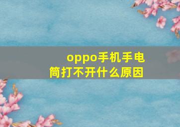 oppo手机手电筒打不开什么原因