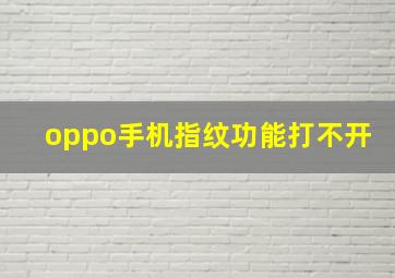 oppo手机指纹功能打不开