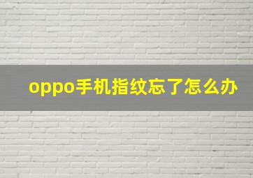 oppo手机指纹忘了怎么办