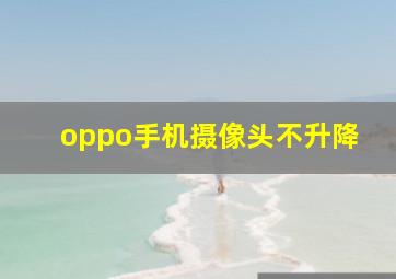 oppo手机摄像头不升降