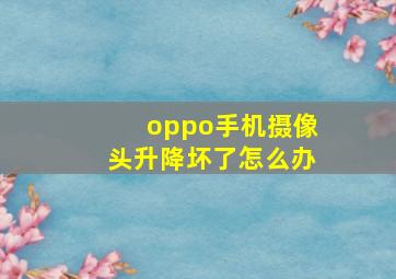 oppo手机摄像头升降坏了怎么办