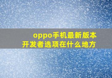 oppo手机最新版本开发者选项在什么地方