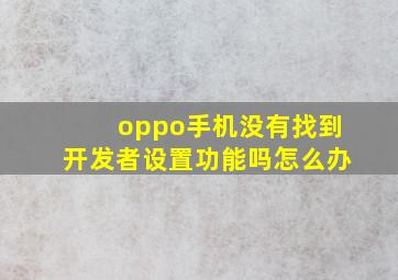 oppo手机没有找到开发者设置功能吗怎么办