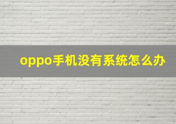 oppo手机没有系统怎么办