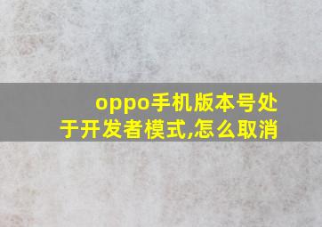 oppo手机版本号处于开发者模式,怎么取消