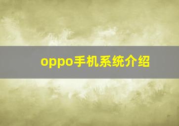 oppo手机系统介绍