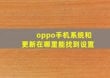 oppo手机系统和更新在哪里能找到设置