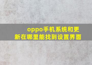 oppo手机系统和更新在哪里能找到设置界面