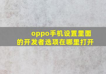 oppo手机设置里面的开发者选项在哪里打开