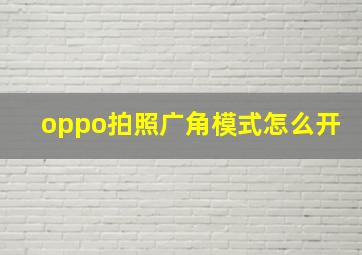 oppo拍照广角模式怎么开