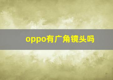 oppo有广角镜头吗