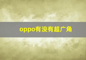 oppo有没有超广角