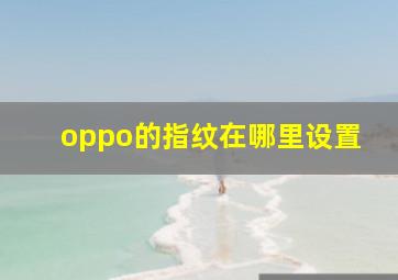 oppo的指纹在哪里设置