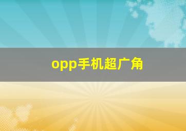 opp手机超广角