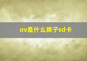 ov是什么牌子sd卡