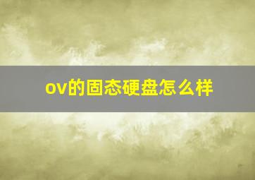 ov的固态硬盘怎么样