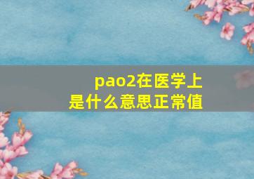 pao2在医学上是什么意思正常值