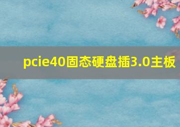 pcie40固态硬盘插3.0主板