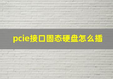 pcie接口固态硬盘怎么插