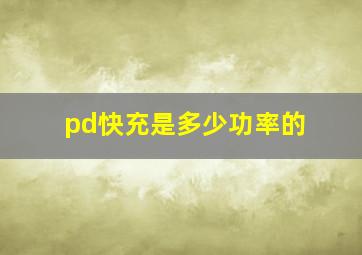 pd快充是多少功率的