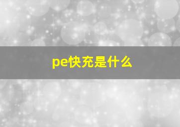 pe快充是什么