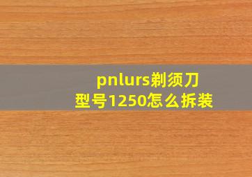 pnlurs剃须刀型号1250怎么拆装