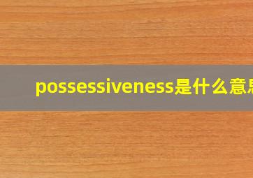 possessiveness是什么意思