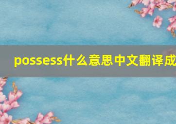 possess什么意思中文翻译成