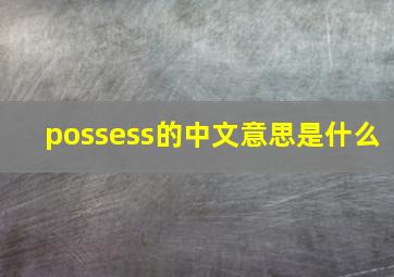 possess的中文意思是什么