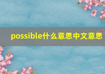 possible什么意思中文意思